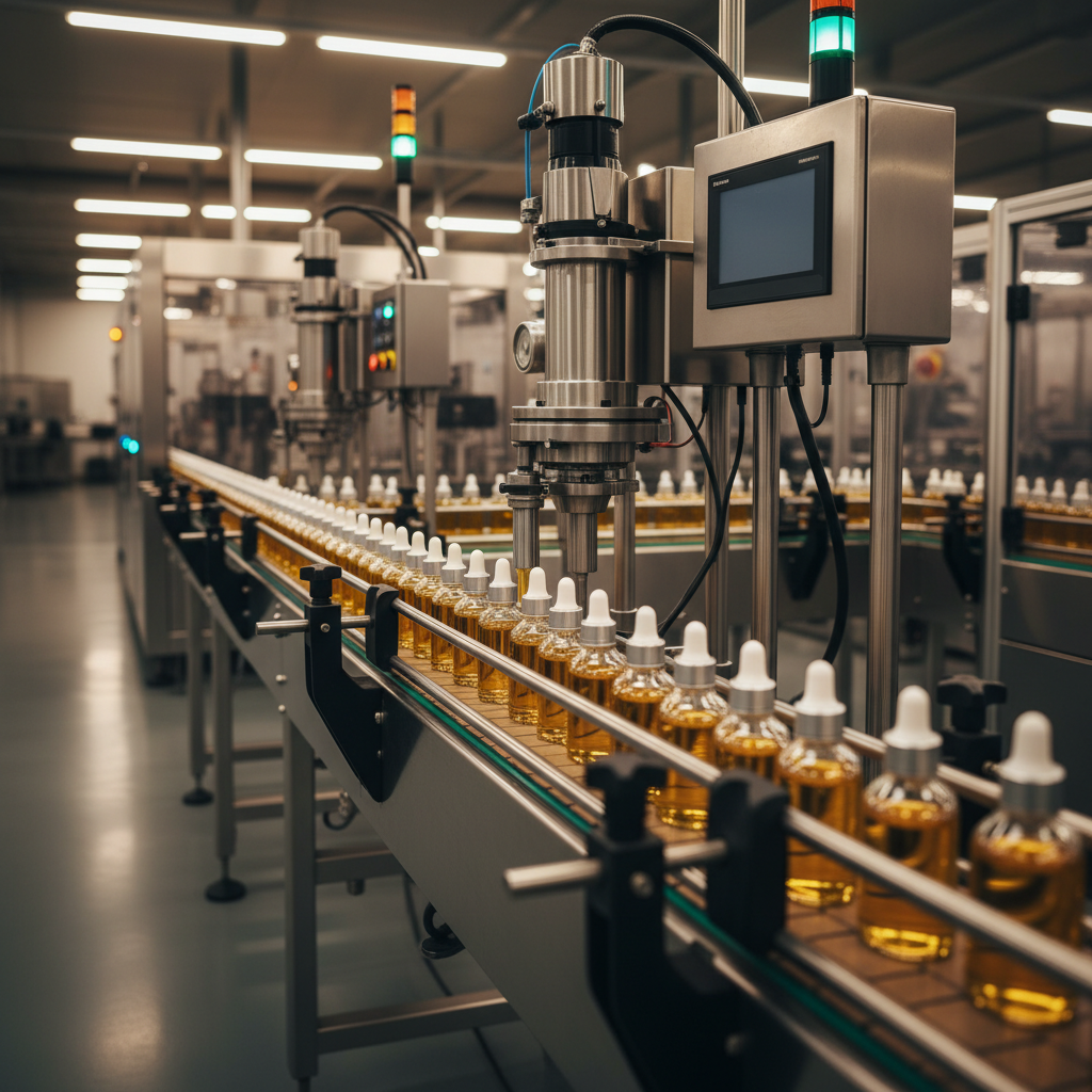 ISO certified e-liquid production floor with automated filling and dosing equipment
